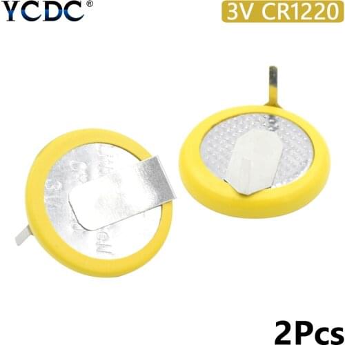 2Pcs/Lot CR1220 1220 3V Coin Battery foot Button Cell Battery With 180 degree soldering For Board Remote Control Toy Main