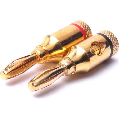 2Pcs Banana Connector 4mm Speaker Banana Plugs Copper gold plated 4mm Banana Jack Match with 4mm Binding Post