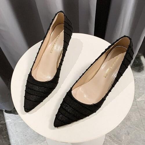 2020 Luxury Brand Women Stain Silk Sexy High Heels Pumps Designer Metal Blue Heels Gold Wedding Shoes Female Prom shoe U14-78