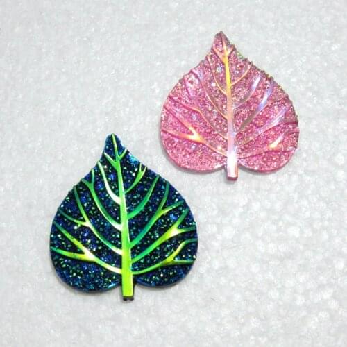 25pcs Shiny Resin AB Color Heart Leaf Flatback Rhinestone Scrapbook DIY Wedding Appliques Ornaments Craft C16