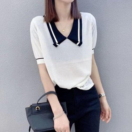 4, row 1, No. 6 middle) non real shooting net red graphic square neck color matching short sleeve Pullover Sweater 33