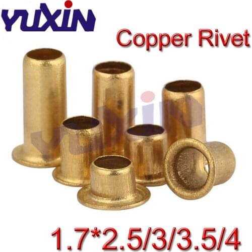 500pcs/Lot High Quality M1.7*2.5/3/3.5/4 1.7mm Brand New Copper Hollow Rivet Double-Sided Circuit Board PCB Vias Nails