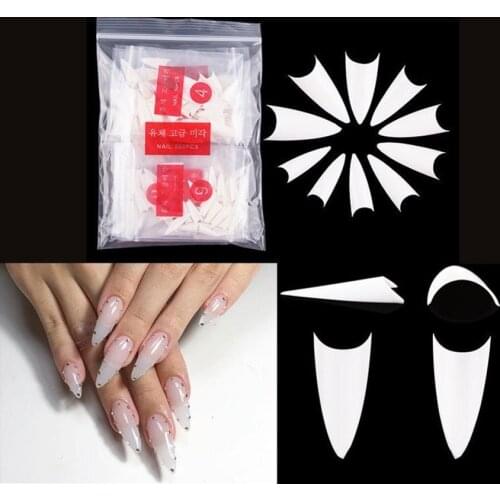 500pcs Stiletto Tips Pointy False French Nails Nail Fake White Clear V Stiletto Nail Tips Half cover Fake Nail Tips 0-9 sizes