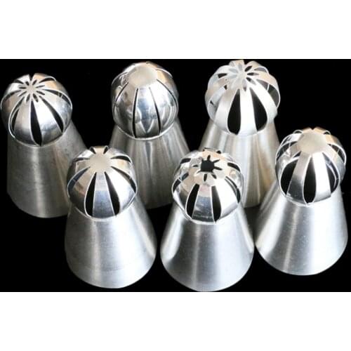 New 6 PCS Sphere Ball Nozzles Russian Icing Butter Piping Nozzle Tips Kitchen DIY Cupcake Pastry Decorating Mouth Tool