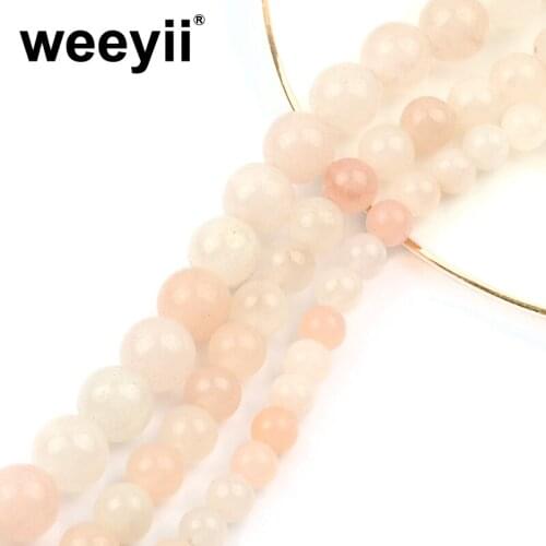 Natural Stone Pink Round Stone Beads Loose Spacer Beads For Jewelry Making DIY Bracelet Necklace Accessories Gifts
