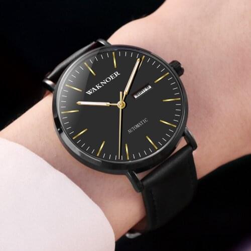 WAKNOER Automatic Watch Men Waterproof Mens Tourbillon Mechanical Watches Double Calendar Luminous Top Brand Luxury Wristwatches