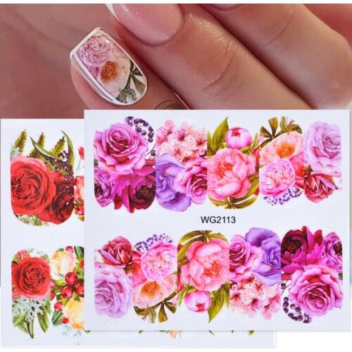 1pcs Flower Leaves Nail Sticker Decals Blossom Colorful Slider Rose Water Full Wraps Nail Art Decoration Floral On Nails CHWG