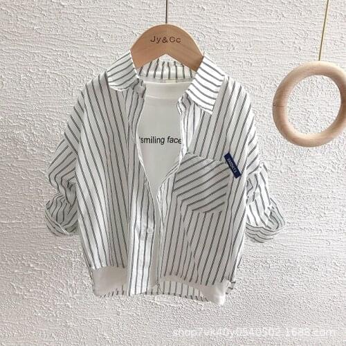 Childrens Clothing 2-8 Y Baby Boys Shirts Spring Autumn Kids Long Sleeve Striped Shirts Casual Cotton Handsome Blouse for Boy