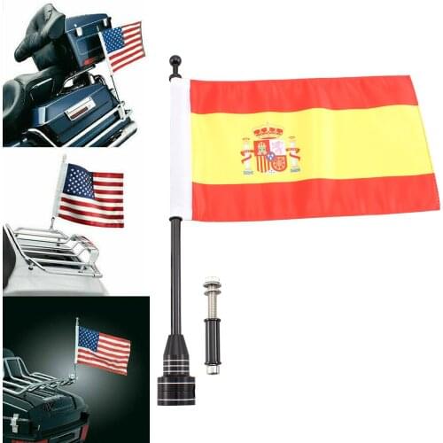 For Harley Sportster Street Dyna TouringTri Glide Motorcycle Luggage Rack Vertical Mount ESP ES Espana Spain Flag Parade Cruiser