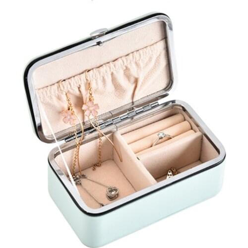 Travel jewelry packing box cosmetic makeup organizer Jewelry box earrings display rings organizer jewellry casket carrying case