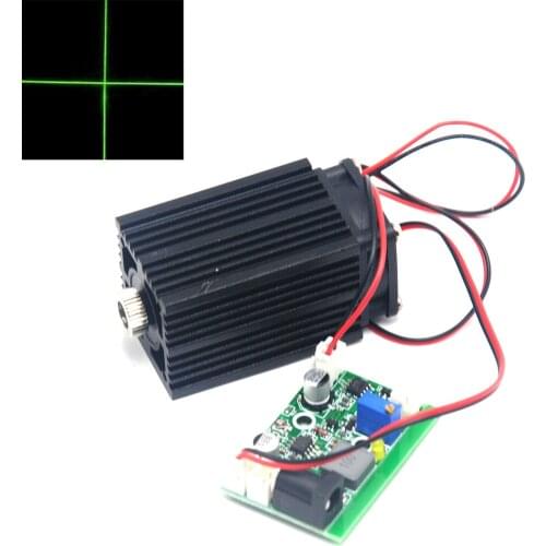 Focusable 532nm 80mw Cross Green Laser Diode Module 12V w/TTL Driver Fan Cooling