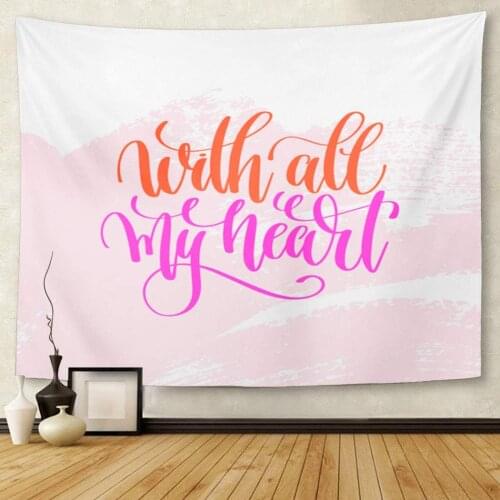 All My Heart Hand Lettering Inscription Text to Valentines Tapestry Wall Hanging for Living Room Bedroom Dorm 50x60 inches