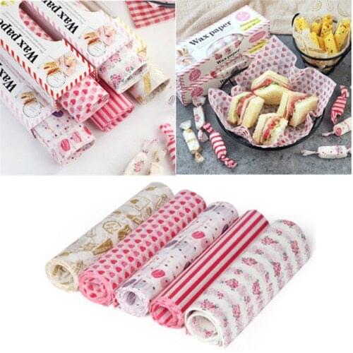Hot Sale 50pcs/lot Disposable Food Wrapping Wax Paper Hambur Sandwich Bread Candy Wrap Papers Dessert Tools