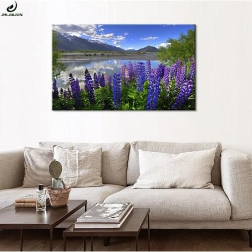JHLJIAJUN Canvas Painting Lavender Lake Nordic HD Wall Art Modular Print And Poster For Bedroom Dining Living Room Home Decor