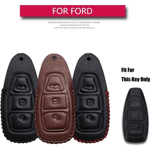 Leather Car Key Case Cover For Ford C Max S Max Focus MK3 Mk2 2 3 Fiesta MK7 MK8 Mondeo Fusion Ranger Kuga Key Shell Accessories