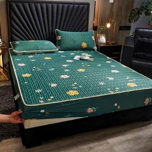 Summer Latex Sleeping Mat Kit Folding Mat Bed Protection Pad Print Flower Green Three Piece Bed Sheet Pillowcase Mattress Cover