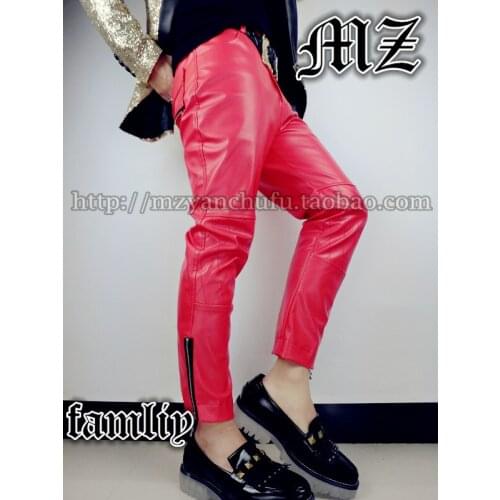 Hot Mens Brand Fashion New Stage Singer Costume Ankle Length Trousers Pants Capris Free Shipping / S-xl