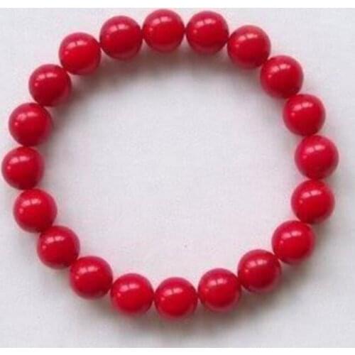 Fashion jewelry NEW Pretty 10MM Red Coral Beads Stretchy Bracelet 7.5"