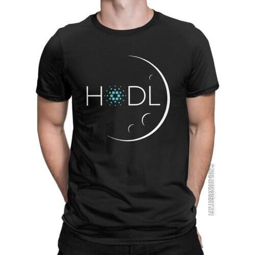 Cardano HODL Moon T-Shirt For Men Bitcoin Creative Pure Cotton Tee Shirt Crewneck Classic Short Sleeve T Shirt Summer Clothing