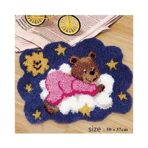 DIY Unfinished Crocheting Yarn Mat Latch Hook Rug Kit Floor Mat Picture Carpet Set cushion diy rug bathroom rug