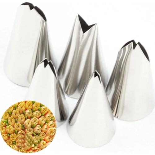 Leaves Set 5 Pcs Nozzles Stainless Steel Icing Pipinp Tips Pastry And 1Pcs Coupler For Cake Fondant Baking Decorating Tools