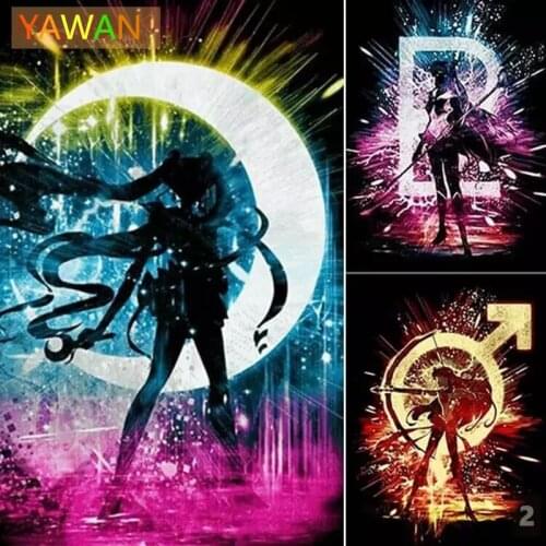 New Arrival Full Display Diamond Painting Cartoon Sailor Moon Painting Full Square Drill Cross Stitch Pictures with Rhinestones