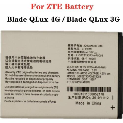 New 3.8V Li3822T43P3h675053 Battery For ZTE Blade QLux 4G / Blade QLux 3G Beeline Pro A430 Phone Replacement Battery 2200mAh