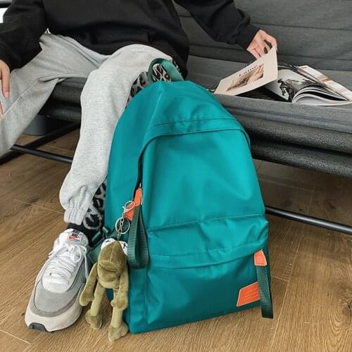 Solid Color Female College Schoolbag Women Backpack Travel Shoulder Bag Waterproof Nylon School Bags For Teenage Girls