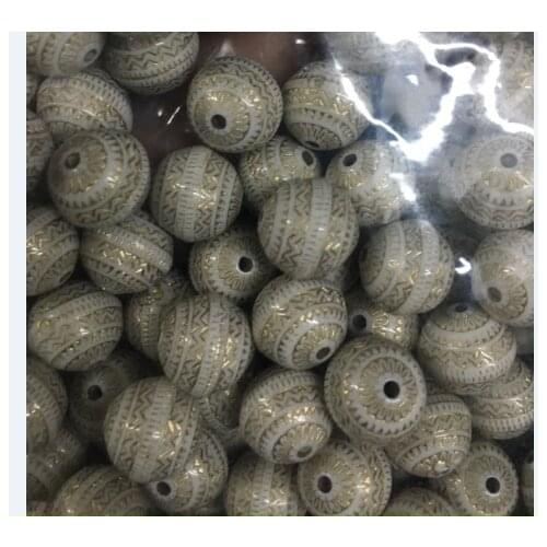 Wholesale 12mm 50pcs Beige Color With gold Line Acrylic Round Spacer Ball Beads For Jewelry DIY fishing B1215X-2XX