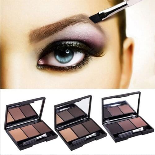 3 Color Eyebrow Powder Palette Cosmetic Brand Eye Brow Enhancer Professional Waterproof Makeup Eye Shadow With Brush Mirror Box