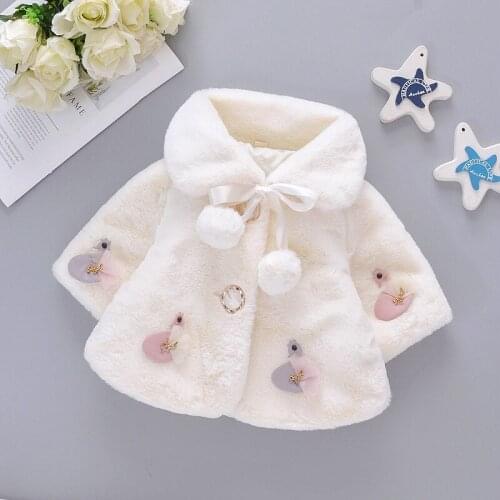 Baby Girl Plush Coat Baby Girls Children Jacket Shawl Cartoon Coat Children Cotton Infant Newborn Tops Warm Winter Hairy Coats