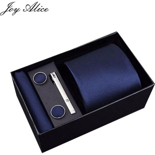 Gift Box Custom Personalized Mens Ties Hankie Cufflinks Sets Neckwear Paisley Cravats Striped Necktie for Men Wedding Party