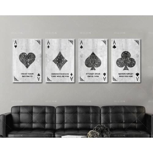 Home Decor Posters Ace Of Spades Abstrakte Gold Und Silber Spielkarten Nordic Wall Art Canvas Painting Picture For Living Room