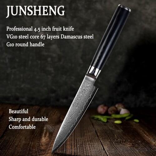 Professional kitchen knife VG10 Damascus steel blade G10 round handle sharp sharp meat and vegetable cutting tool fruit knife