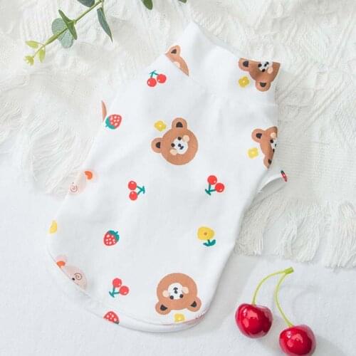 High collar bottoming shirt puppy dog clothes thin T-shirt summer Teddy small dog Bichon pet spring and summer clothes