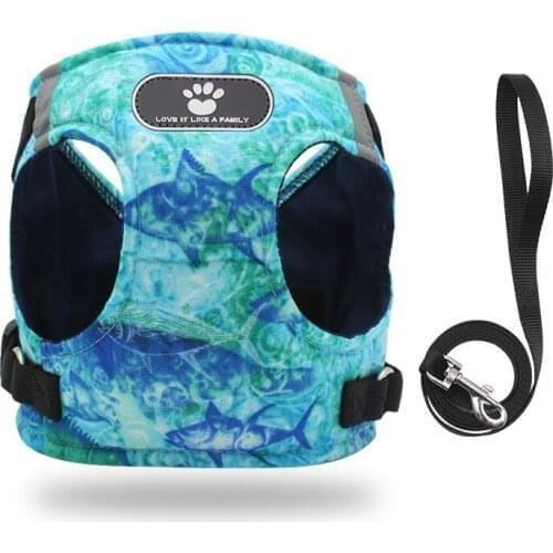 Pet Dog Leash Harness Vest Pets Accessories Products All-Season Breathable Mesh Night Reflection Harness Collar Leash For Dogs