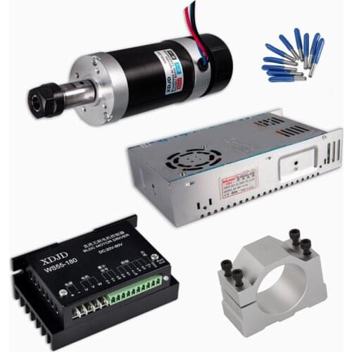 DC CNC Spindle Brushless 400W Air Cooled Spindle Motor Switching Power Supply Motor Driver 55MM Clamp ER11 CNC tools