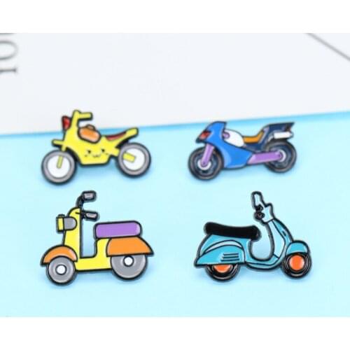 Funny cartoon brooch, metal molded color dripping oil motorcycle model motorcycle brooch, a gift for boyfriend