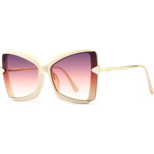 Luxury Brand Designer Cat Eye Oversized Sunglasses Women Fashion Trend Vintage Travel Big Frame Sun Glasses Sexy Ladies UV400