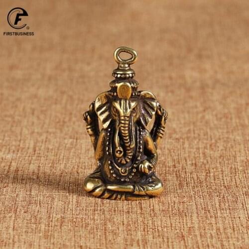 Gold Lord Ganesha Statue Buddha Elephant Hindu God Sculpture Figurines Brass Car Deco Decoration Buddha Statues For Keychains