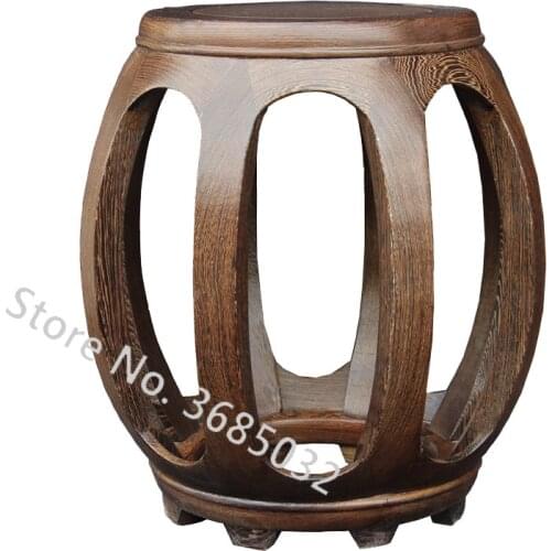 Mahogany drum stool Chinese solid wood round stool rosewood carved antique living room coffee table stool guzheng stool