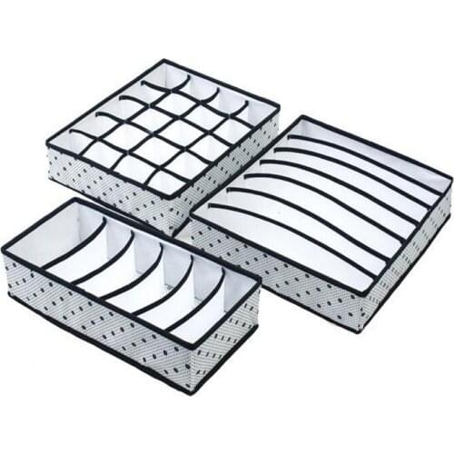 High Quality Underwear Storage Box 6 7 24 Grids Foldable Drawer Organizer Separate Bras Scarves Ties Socks Boxes 3PCS / SET