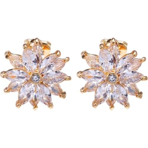 Korean Fashion Style Womens snowflake Clip on Earrings zircon Non Pierced Ear Clips Earrings for Girl brincos Klipsy Jewelry