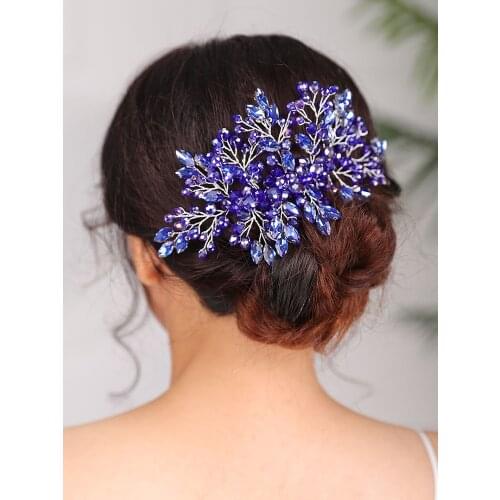 Bohemian Black Red Green Crystal Women Hair Combs Bridal Hair Accessories Wedding Hair Jewelry Head Decoration Hair Ornament