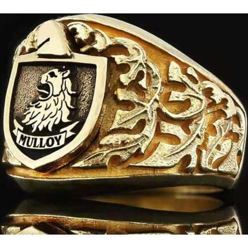 Punkboy Unique Gold Color Engraved Animal Geometric Pattern Wolf Womens Ring for Party Jewelry Accessories Size 6-10