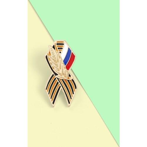 Victory Day Enamel Pins St. Georges Ribbon Symbol Brooches Bag Clothes Lapel Pin Badge Jewelry Gift Wholesale