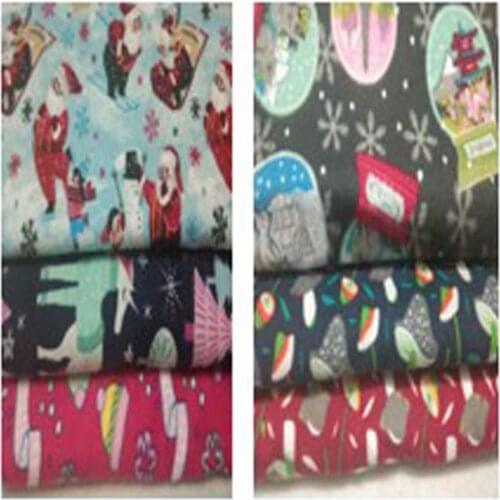3pcs Pretty Christmas Santa Claus Horse & City Ball Mushroom 100% Cotton Flannel Fabric 25x24cm Small Size Fabric Bundle