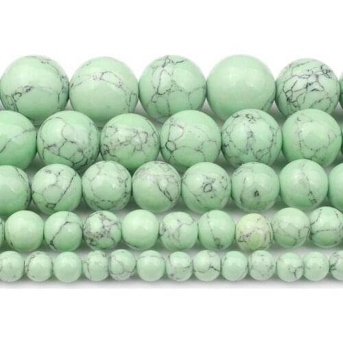 4/6/8/10/12mm Natural Light Green Howlite Turquoises Stone Beads For Diy Bracelet Accessories Jewellery Making 15