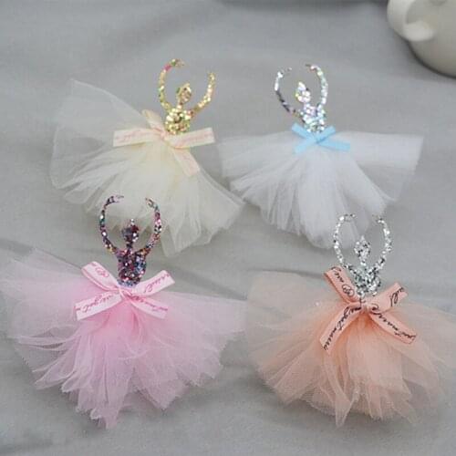 5pcs Handmade Glitter Fabric Lace Skirts Dance Girls Patches For Kids Clothing Gifts Box Cake Topper Decor Diy Material