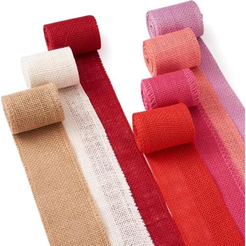 7rolls/Set Mixed Color Linen Rolls Jute Ribbons For Hair Bows Headbands Crafting and Gift Wrapping Crafts Making